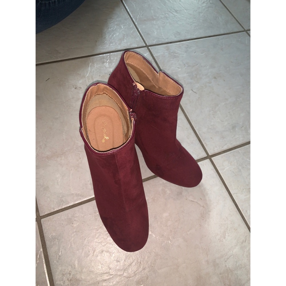 Maroon Heel Ankle Boots